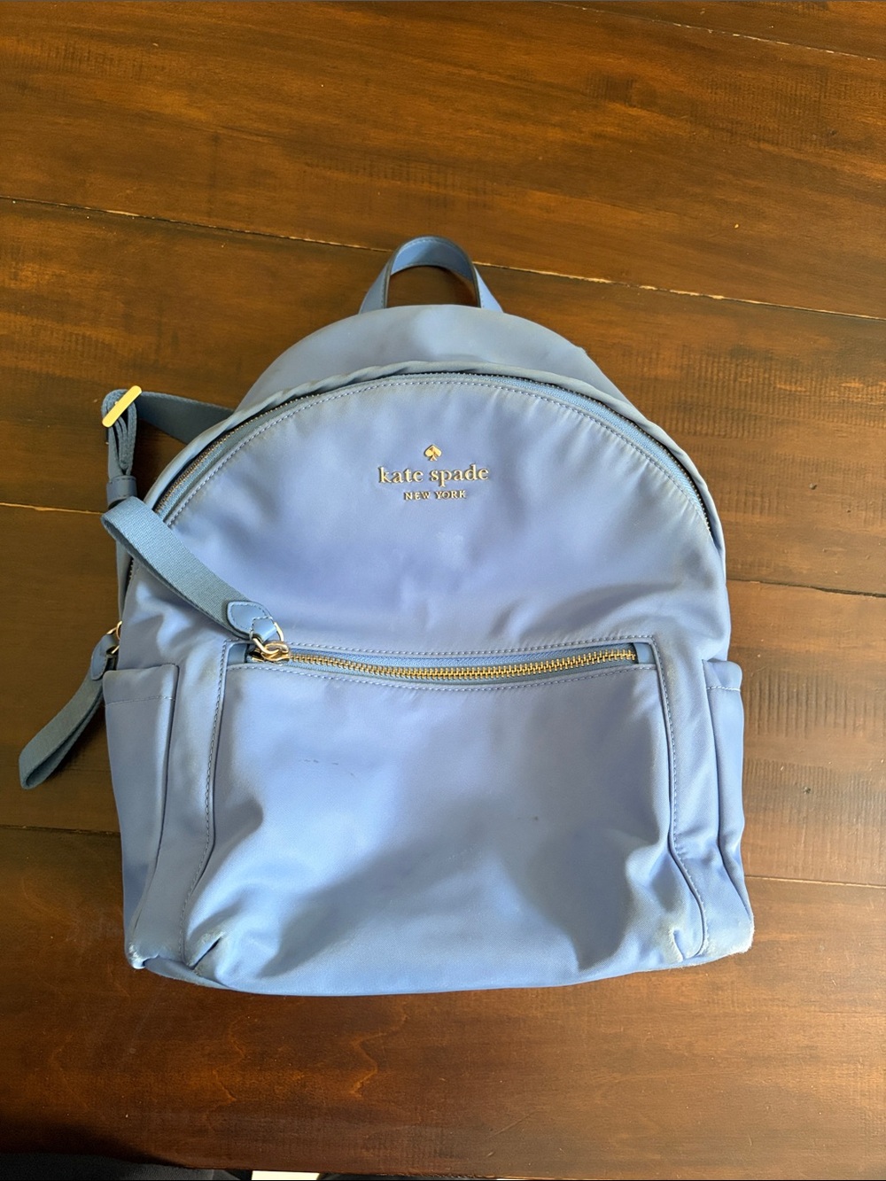 kate spade light blue nylon backpack